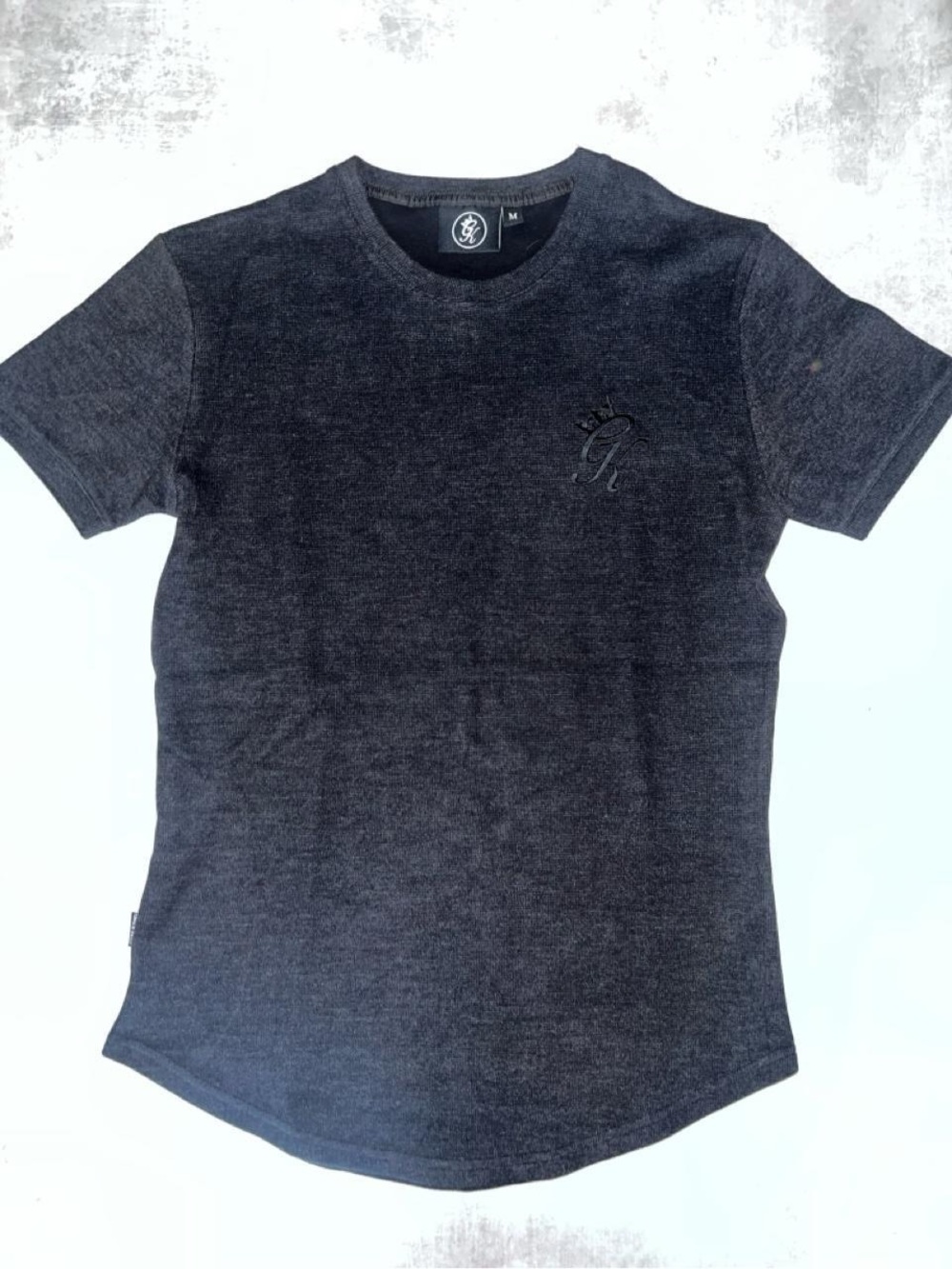 Gym King charcoal marl or textured slim-fit curved hem t-shirt